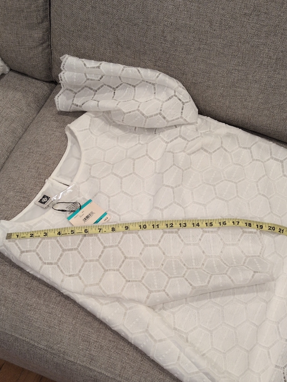 New Anne Klein White Lace Textured Lace Hexagon Top 16 - Picture 10 of 12